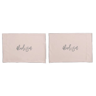 Modern Girly Blush Pink Personalized Monogram Name Pillow Case