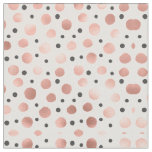 Modern Girly Blush Rose Gold Black Polka Dots Fabric