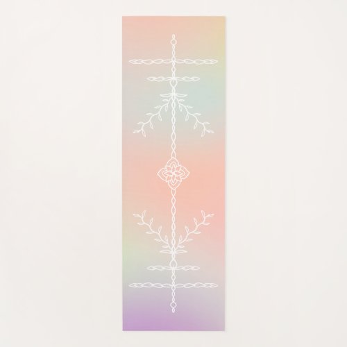 Modern girly boho rainbow pastel yoga alignment yoga mat