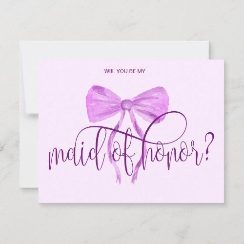 modern girly bow purple watercolor typography invitation