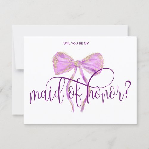 modern girly bow purple watercolor typography invitation