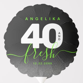 Modern Girly Bright Green 40 and Fresh Balloon
