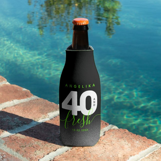Modern Girly Bright Green 40 and Fresh Bottle Cooler (In Situ Pool)