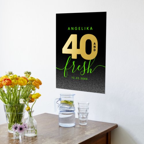 Modern Girly Bright Green 40 and Fresh Foil Prints