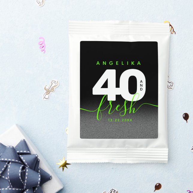 Modern Girly Bright Green 40 and Fresh Margarita Drink Mix (Packets)