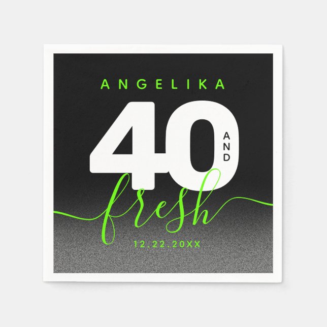 Modern Girly Bright Green 40 and Fresh Napkins (Front)