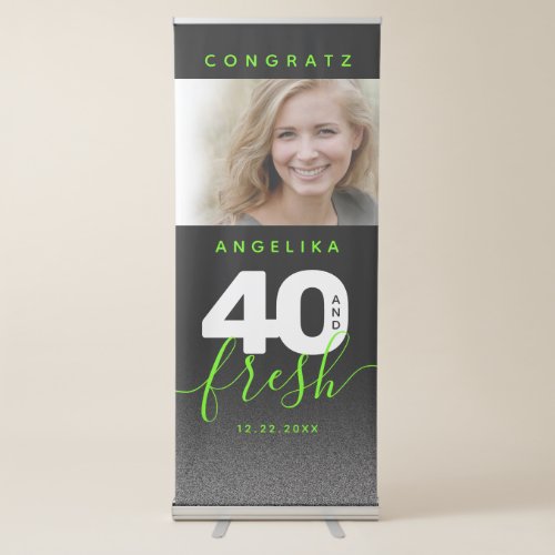 Modern Girly Bright Green 40 and Fresh Retractable Banner