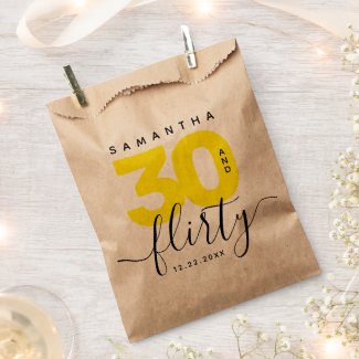 Modern Girly Bright Yellow 30 and Flirty Favor Bag