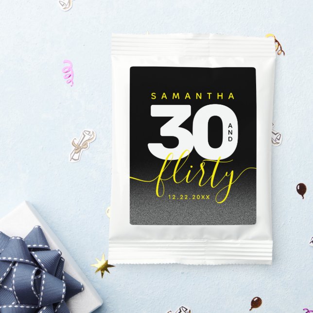 Modern Girly Bright Yellow 30 and Flirty Margarita Drink Mix (Packets)