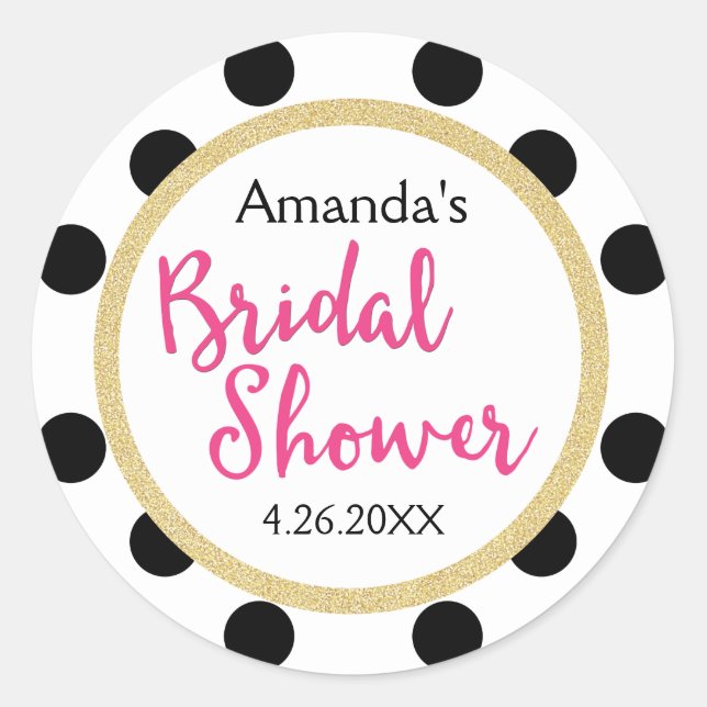 Modern Girly Chic Bridal Shower Classic Round Sticker (Front)