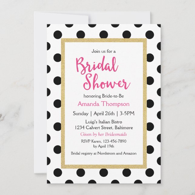 Modern Girly Chic Bridal Shower Invitation (Front)