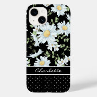 Modern Girly Chic Floral Dot Pattern Personalized