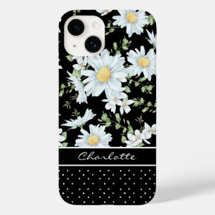 Modern Girly Chic Floral Dot Pattern Personalized Case-Mate iPhone 14 Case