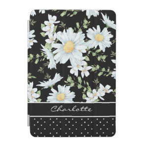 Modern Girly Chic Floral Dot Pattern Personalized iPad Mini Cover