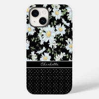 Modern Girly Chic Floral Dot Pattern Personalized