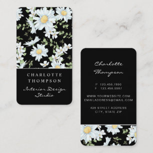 Modern Girly Chic Floral Dot Pattern Professional  Business Card
