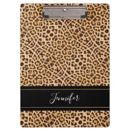 Modern Girly Chic Leopard Print Personalized Clipboard