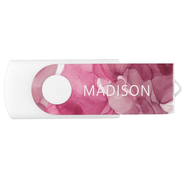 Modern Girly Chic Liquid Art Personalized Name Flash Drive (Front)