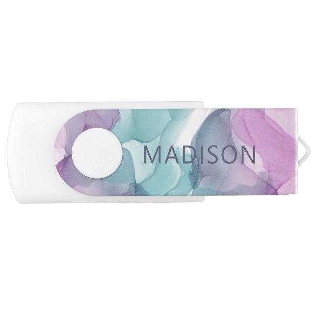 Modern Girly Chic Liquid Art Personalized Name Flash Drive (Front)