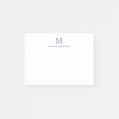 Modern Girly Chic Purple Violet Monogram Initial Post_it Notes