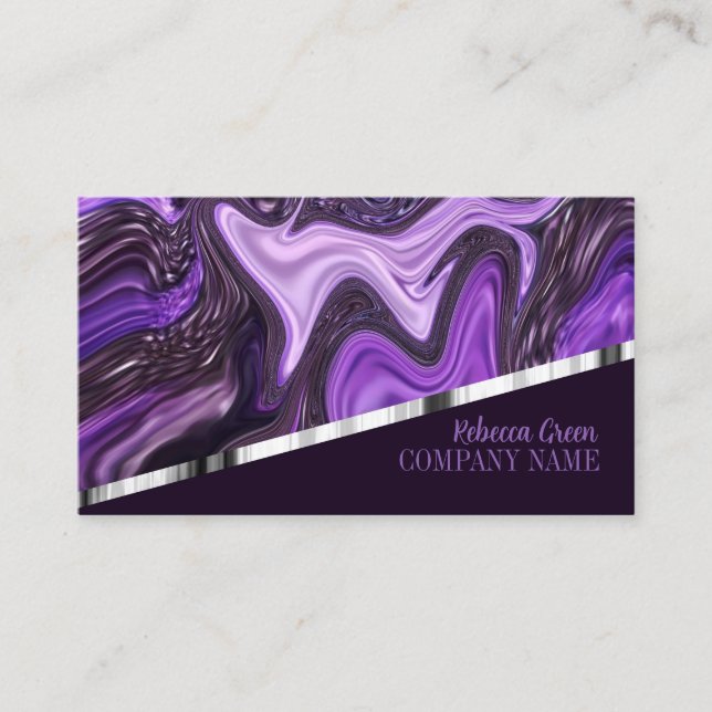 Modern Girly Chic Stylish Fashion Beauty Purple  Business Card (Front)