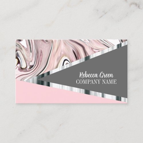 Modern Girly Chic Stylish Pink Grey Fashion Beauty Business Card