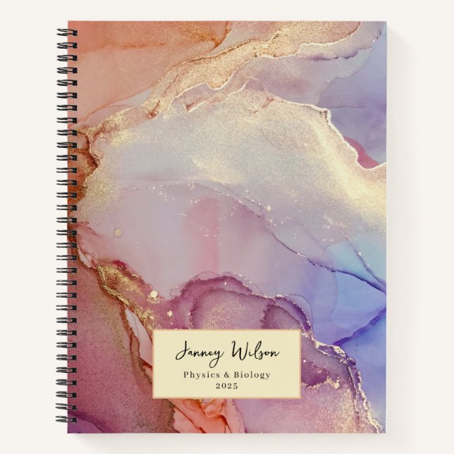 Modern Girly College Subjects Spiral Notebook (Front)