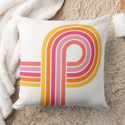 Modern Girly Colors Bold Curved Stripes Pattern Throw Pillow