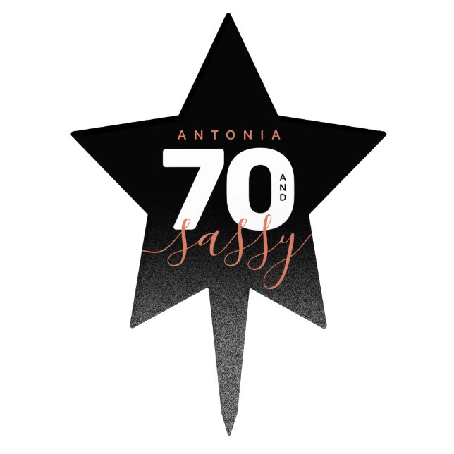 Modern Girly Copper 70 and Sassy Cake Topper (Front)