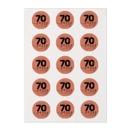 Modern Girly Copper 70 and Sassy Edible Frosting Rounds (Sheet)