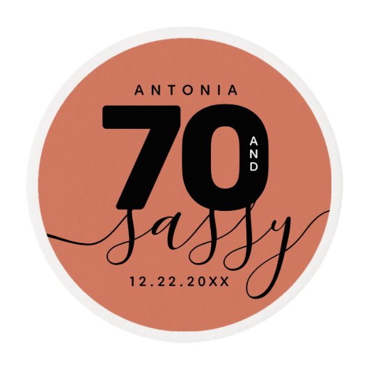 Modern Girly Copper 70 and Sassy Edible Frosting Rounds (Front)