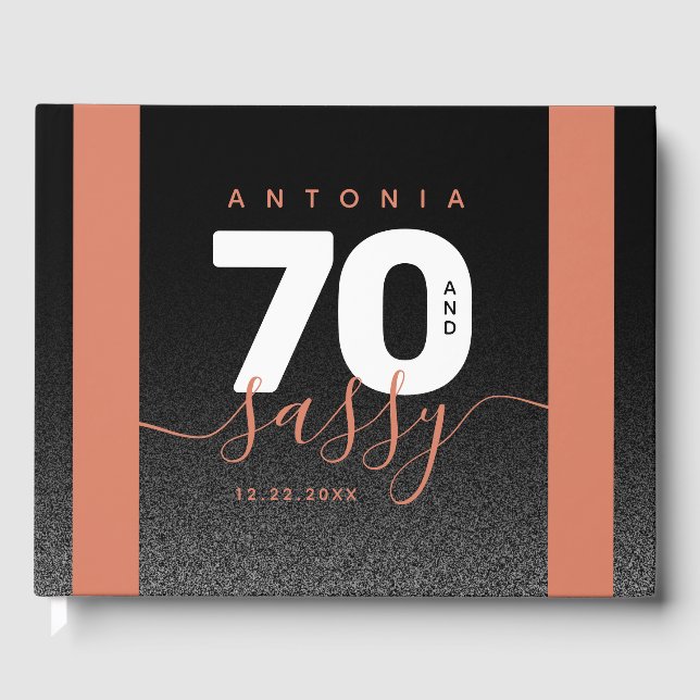 Modern Girly Copper 70 and Sassy Guest Book (Front)