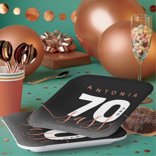 Modern Girly Copper 70 and Sassy Paper Plates (Multi)