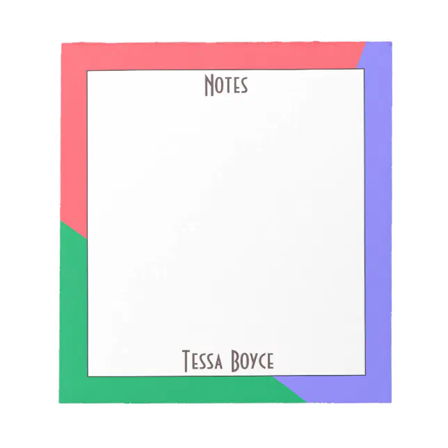 Modern Girly Coral Pink Blue Green Monogrammed Notepad | Zazzle