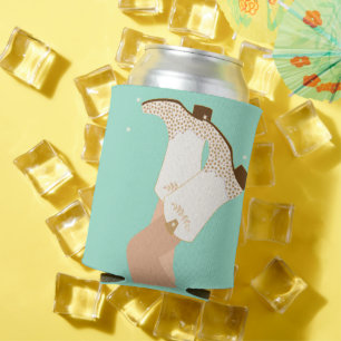 Modern Girly Cowgirl Boots Stars Mint Can Cooler