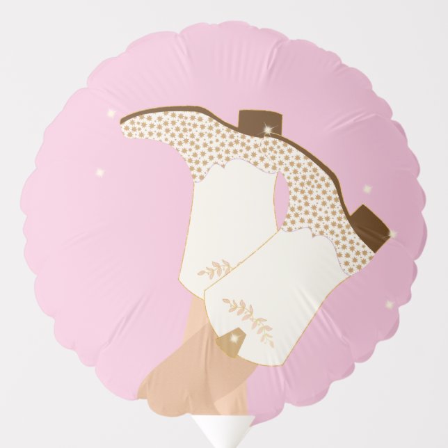 Modern Girly Cowgirl Boots Stars Pink  Balloon (Front)