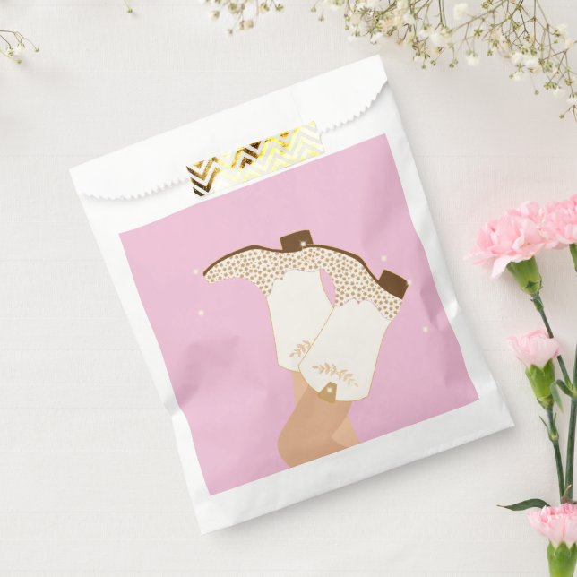 Modern Girly Cowgirl Boots Stars Pink   Favor Bag (Sealed)
