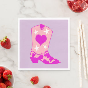 Modern Girly Cowgirl Western Boot Lavender Lilac Napkins
