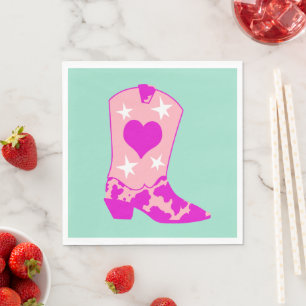 Modern Girly Cowgirl Western Boot Mint  Napkins