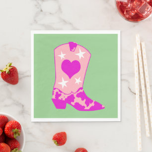 Modern Girly Cowgirl Western Yeehaw Boot Green Napkins