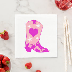 Modern Girly Cowgirl Western Yeehaw Boot White Napkins
