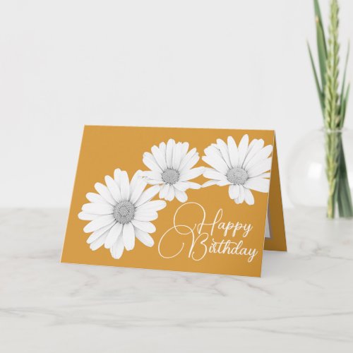 Modern Girly Daisies Floral Flowers Gold Birthday Card