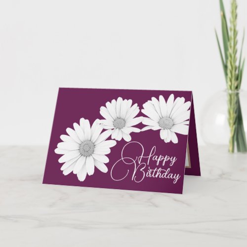 Modern Girly Daisies Floral Flowers Pink Birthday Card