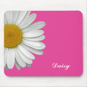 Modern Girly Daisy Flower Name Hot Pink Mouse Pad