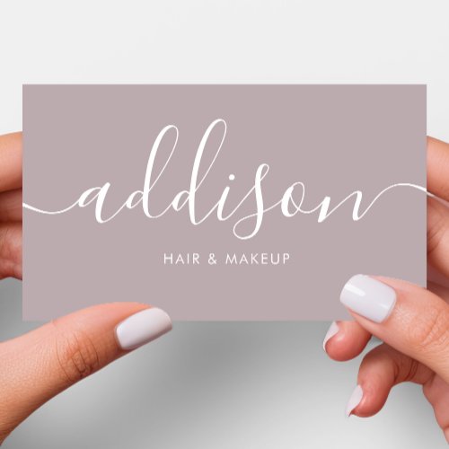 Modern Girly Dusty Lavender Minimalist Calligraphy Business Card