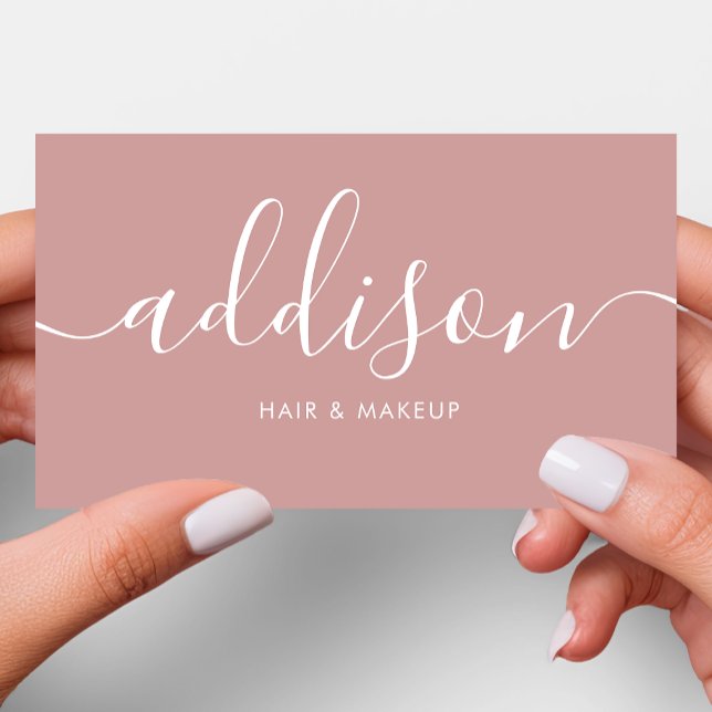 Modern Girly Dusty Pink Minimalist Calligraphy Business Card (Creator Uploaded)