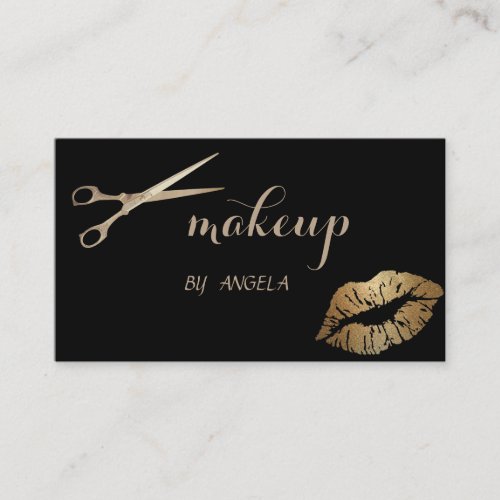 Modern Girly Elegant Glittery LipsScissors Business Card