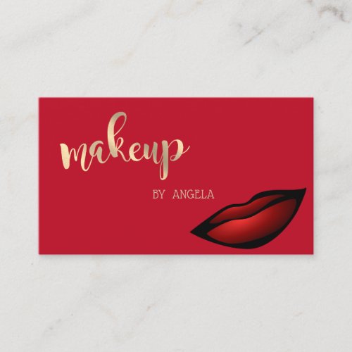 Modern Girly Elegant Red Glittery Lips Business Card