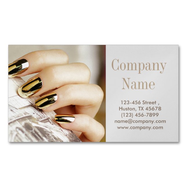 modern girly fashion beauty salon nail artist business card magnet (Front)