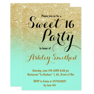 Mint And Gold Invitations 1